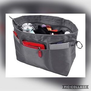 👝 NWOT Purse Organizer Insert Bag Tote Large Gray